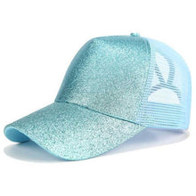 Sterling Glittered Ponytail Baseball Caps™ Curved Brim Glitter Opening