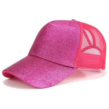 Sterling Glittered Ponytail Baseball Caps™ Curved Brim Glitter Opening