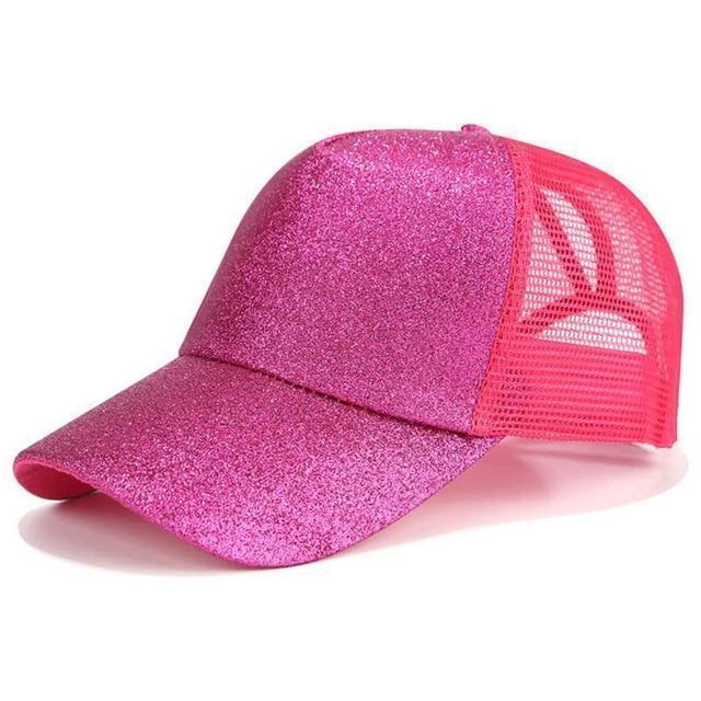 Sterling Glittered Ponytail Baseball Caps™ Curved Brim Glitter Opening