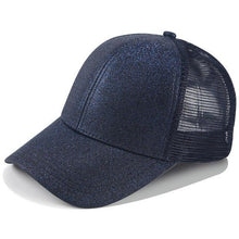 Sterling Glittered Ponytail Baseball Caps™ Curved Brim Glitter Opening