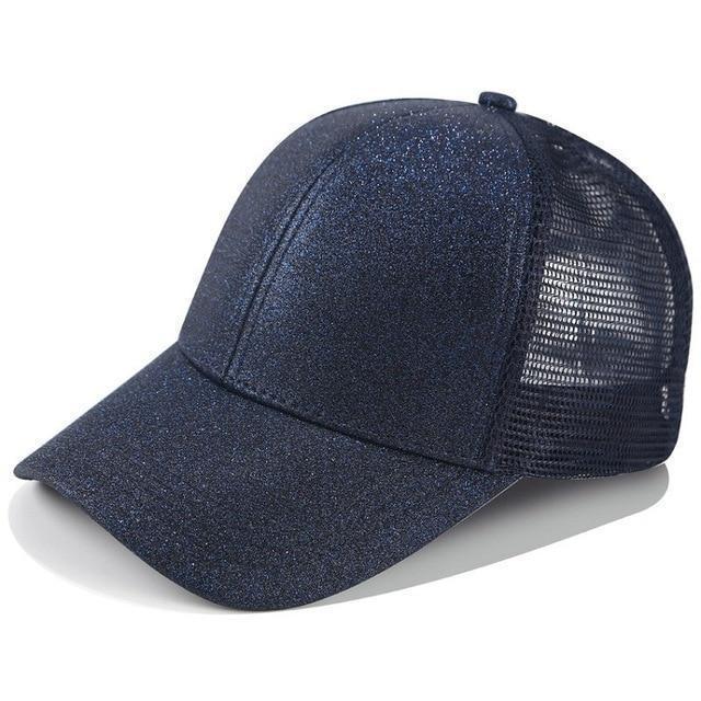 Sterling Glittered Ponytail Baseball Caps™ Curved Brim Glitter Opening