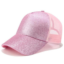 Sterling Glittered Ponytail Baseball Caps™ Curved Brim Glitter Opening