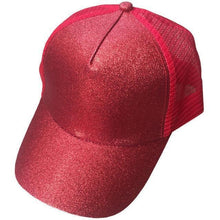 Sterling Glittered Ponytail Baseball Caps™ Curved Brim Glitter Opening