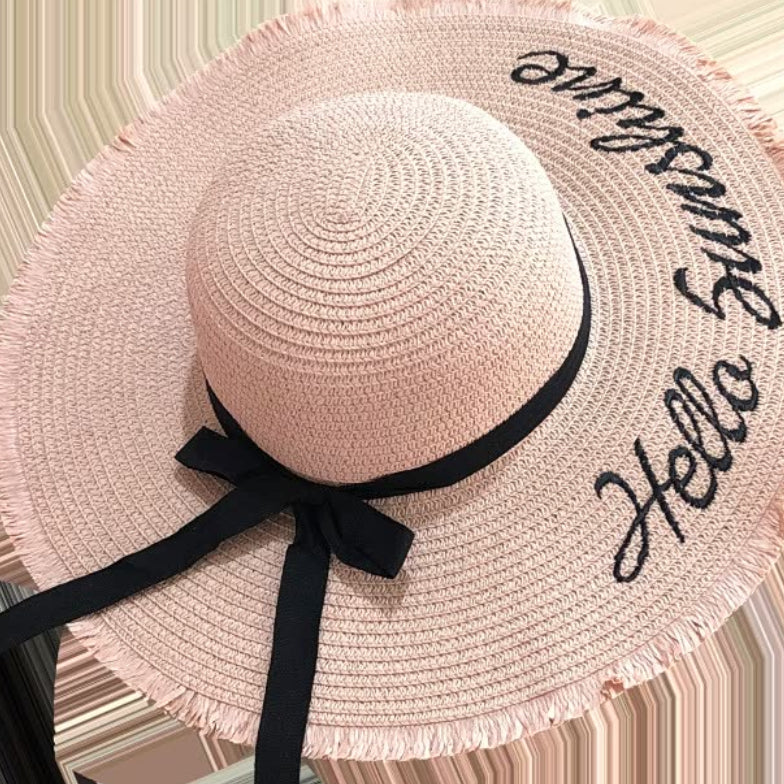 Sterling BiggieHat™ Wide Brim Straw Sun Hat Ribbon Detail