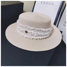 Sterling Hepburn™ Red Monochrome Flat Top Straw Hat Ladies
