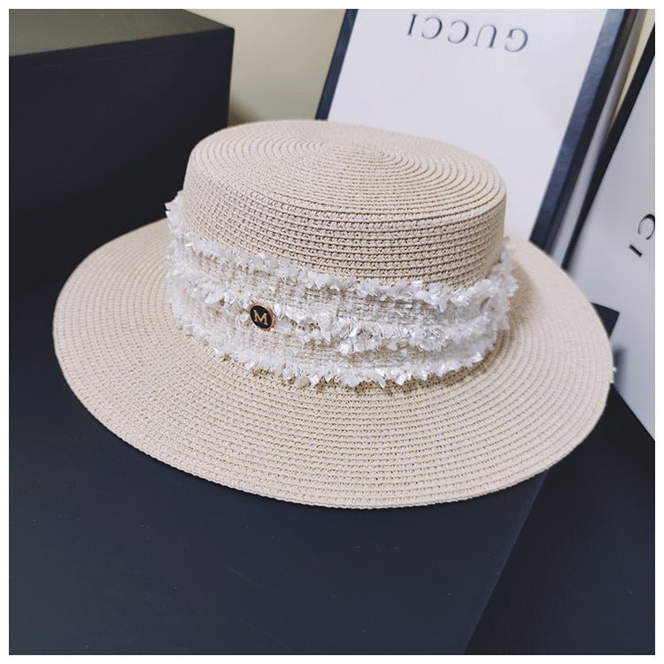 Sterling Hepburn™ Red Monochrome Flat Top Straw Hat Ladies