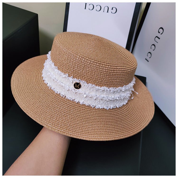 Sterling Hepburn™ Red Monochrome Flat Top Straw Hat Ladies