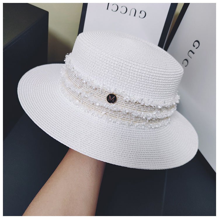 Sterling Hepburn™ Red Monochrome Flat Top Straw Hat Ladies