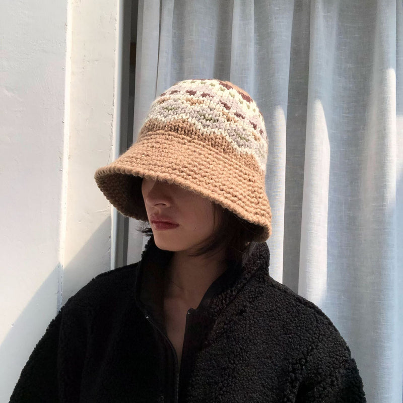 Sterling™ Knitted Panama Bucket Hat Wool Curl Brim