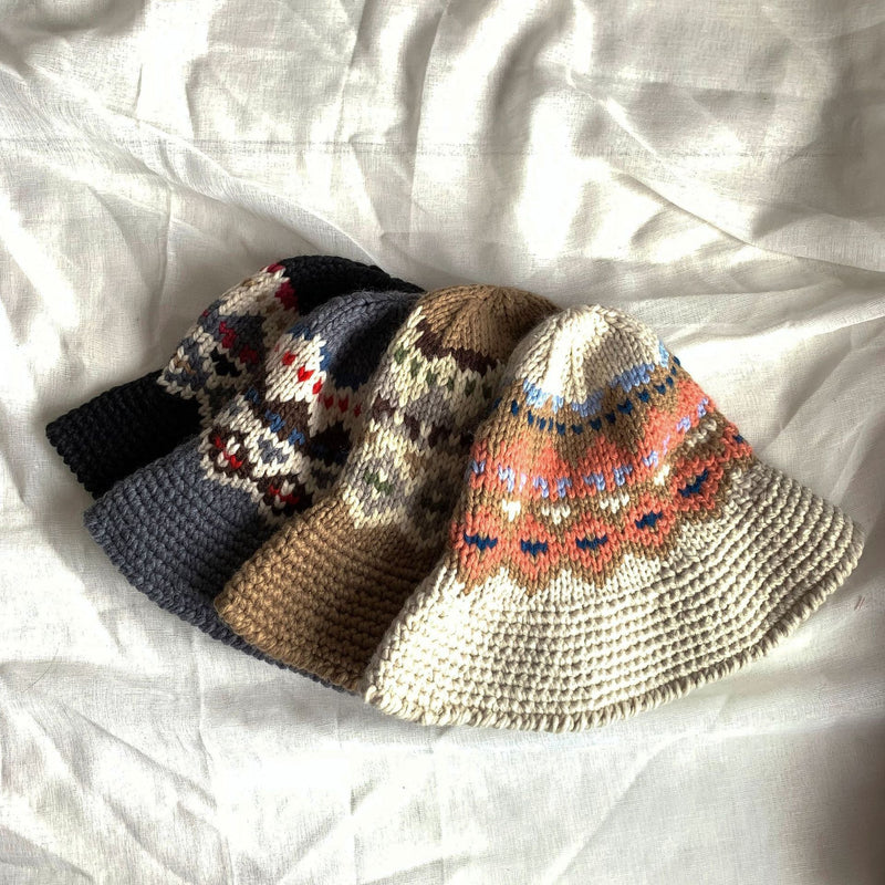 Sterling™ Knitted Panama Bucket Hat Wool Curl Brim