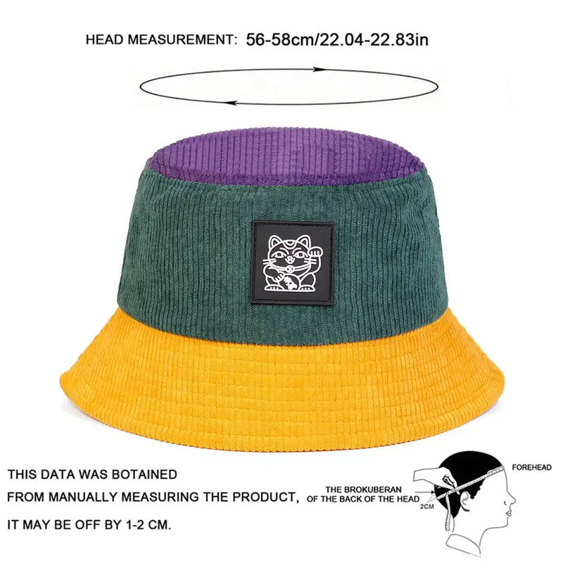 Sterling Lucky Cat™ Corduroy Bucket Hat Soft Embroidered Patch