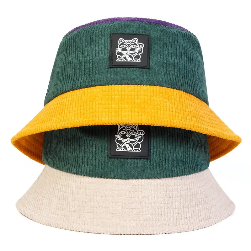 Sterling Lucky Cat™ Corduroy Bucket Hat Soft Embroidered Patch