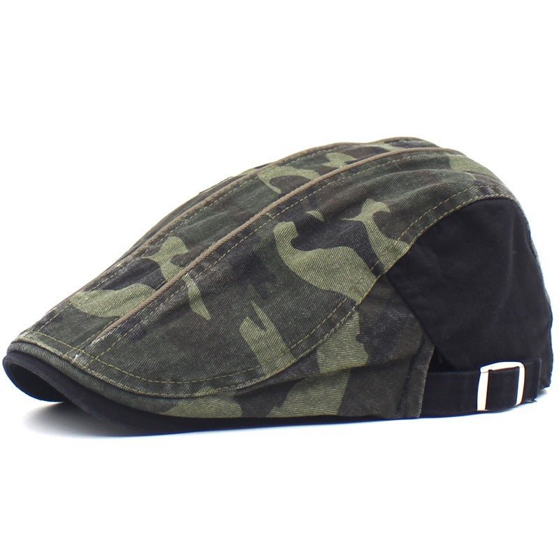 Sterling™ Camouflage Cotton Flat Cap Washed Camo Buckle Strap