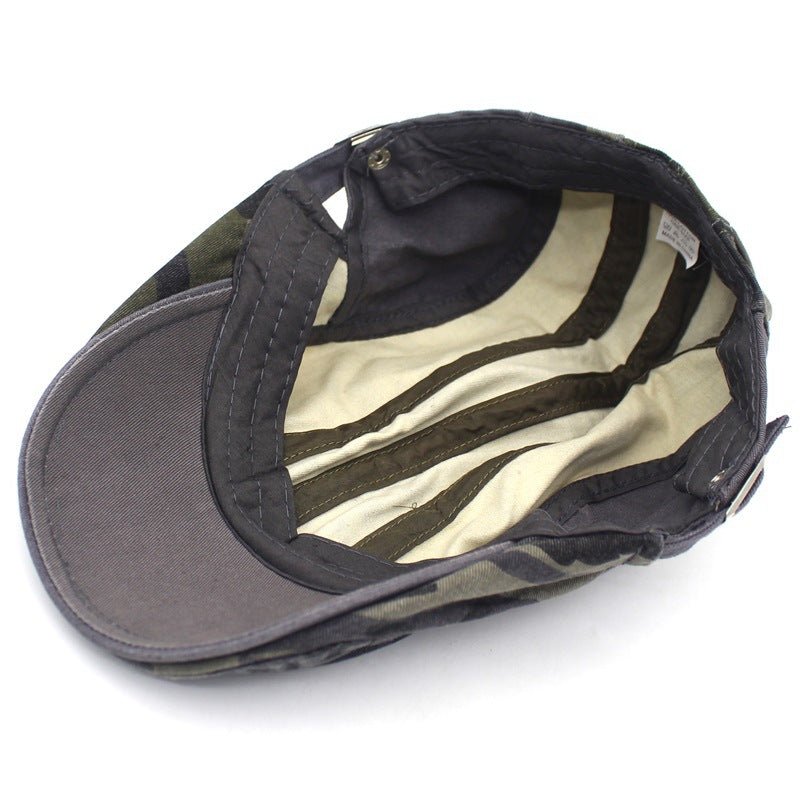 Sterling™ Camouflage Cotton Flat Cap Washed Camo Buckle Strap