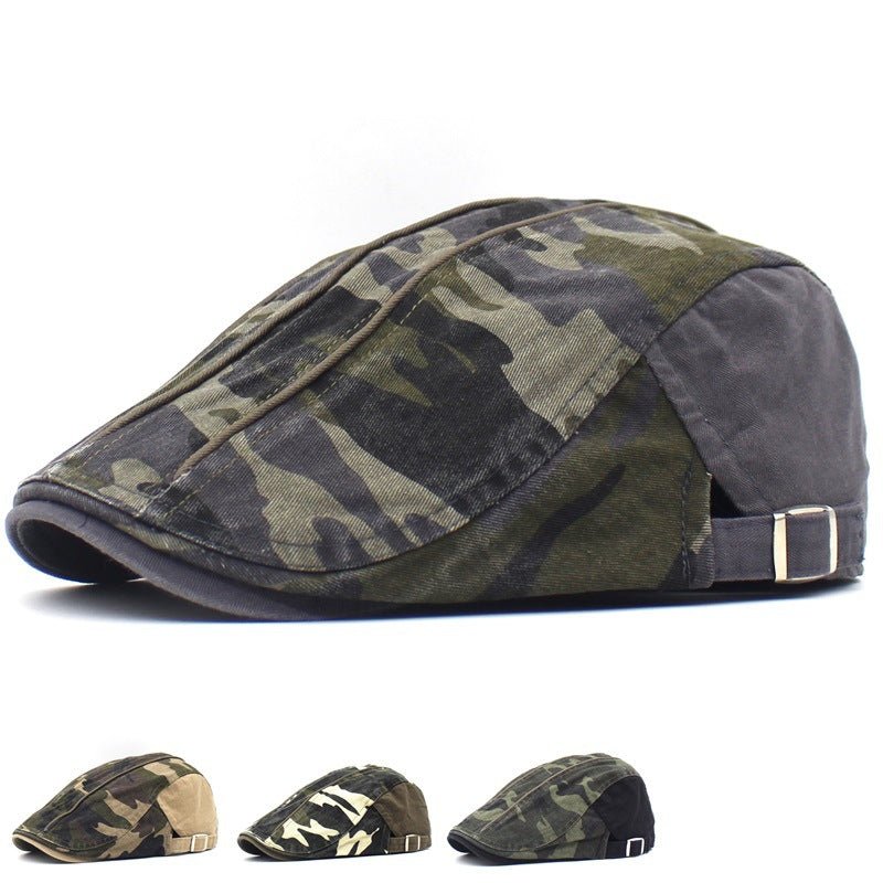 Sterling™ Camouflage Cotton Flat Cap Washed Camo Buckle Strap