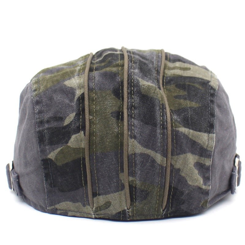 Sterling™ Camouflage Cotton Flat Cap Washed Camo Buckle Strap