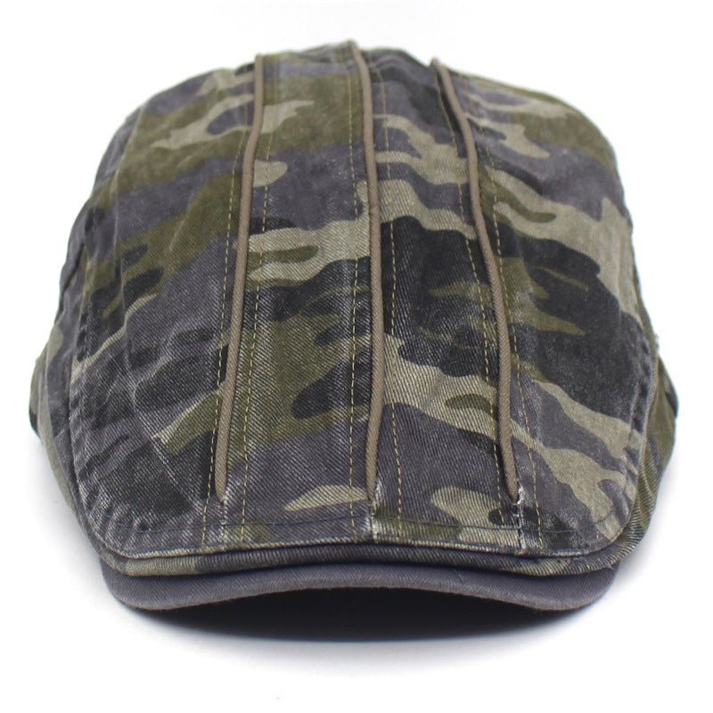 Sterling™ Camouflage Cotton Flat Cap Washed Camo Buckle Strap