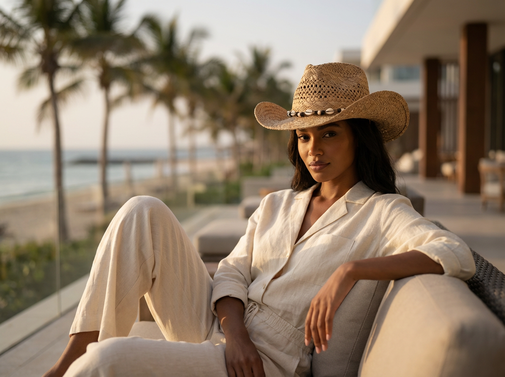 Sterling Ocean Nomad™ Wide Brim Straw Hat Shell Band