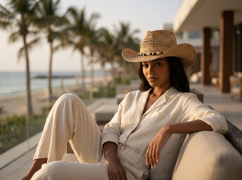 Sterling Ocean Nomad™ Wide Brim Straw Hat Shell Band