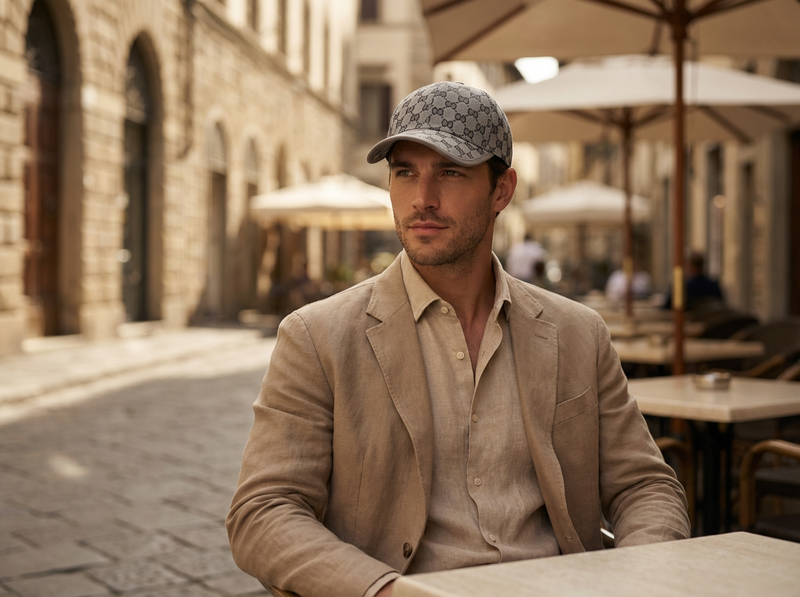 Sterling Noir Grid™ Signature Cap Curved Fabric Pattern Weave