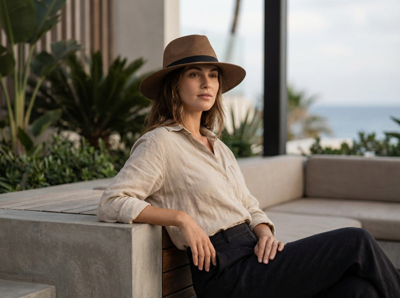 Sterling Monaco Classic™ Straw Fedora Espresso Band