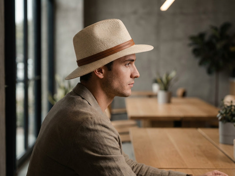 Sterling Riviera™ Straw Fedora Leather Band