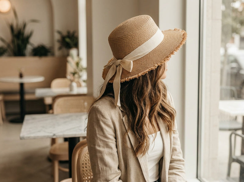 Sterling Riviera Bow™ Straw Sun Hat Frayed Edge Edition