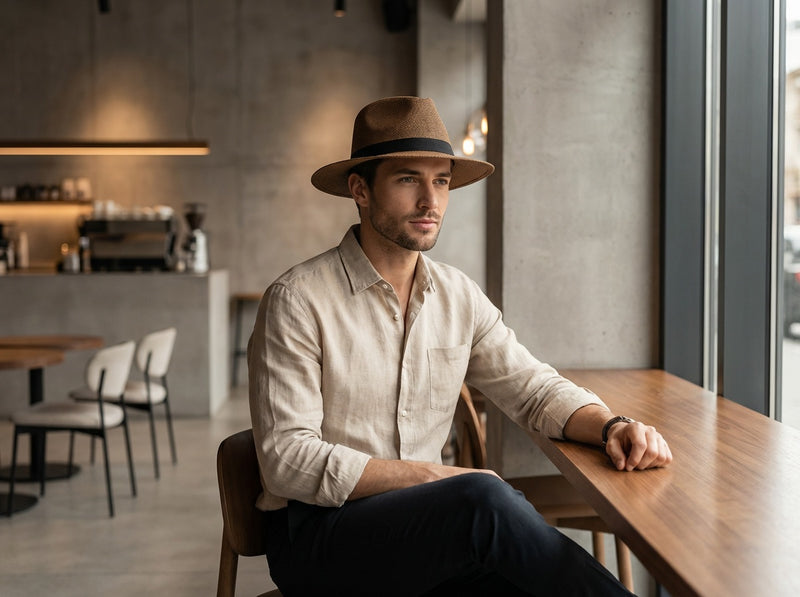 Sterling Monaco Classic™ Straw Fedora Espresso Band