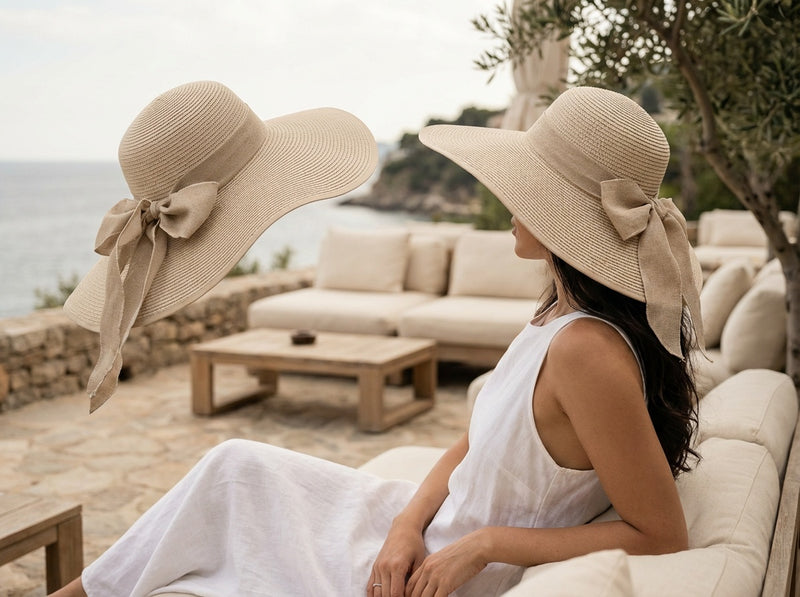 Sterling Riviera Belle™ Wide Brim Straw Sun Hat Bow Accent Edition