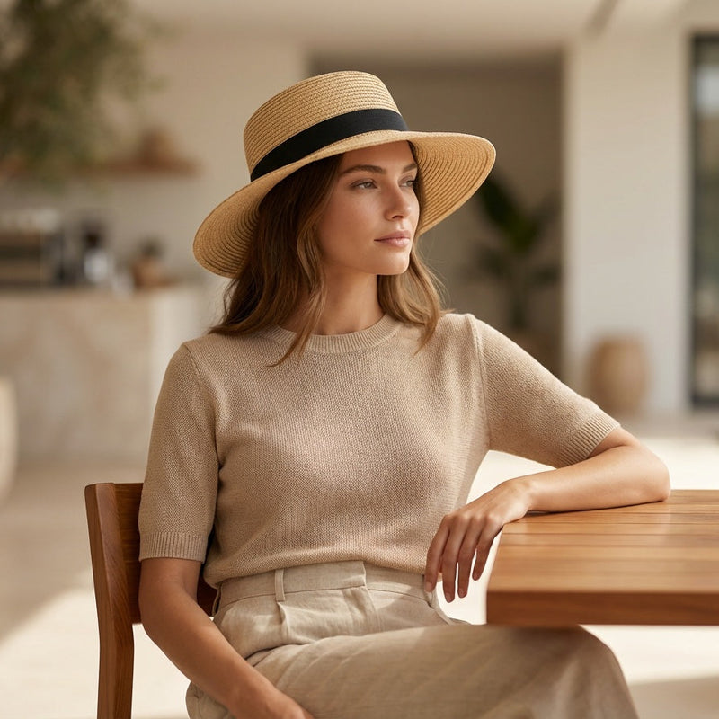 Sterling Riviera Bow™ Wide Brim Straw Sun Hat Signature Bow