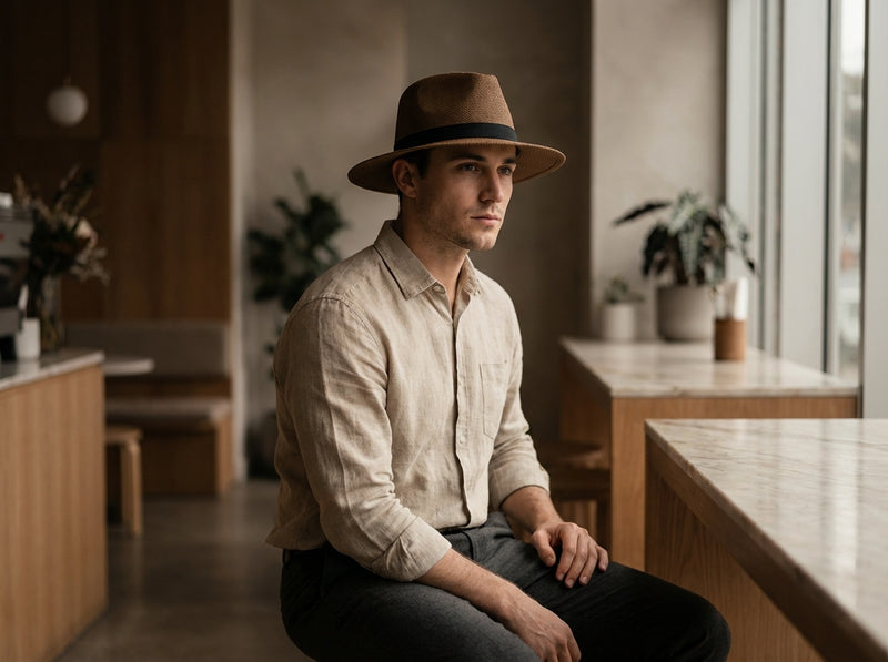 Sterling Monaco Classic™ Straw Fedora Espresso Band
