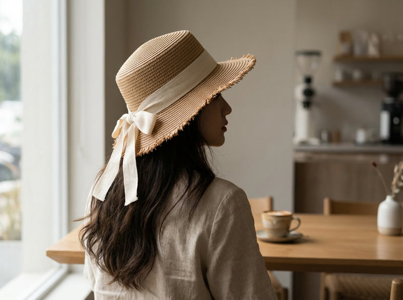 Sterling Riviera Bow™ Straw Sun Hat Frayed Edge Edition
