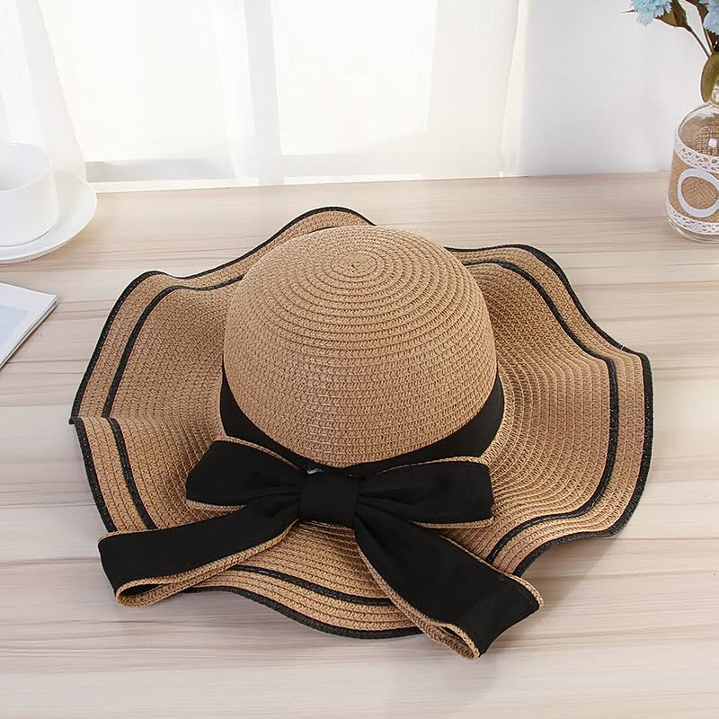 Sterling BowieHat™ Wide Brim Straw Sun Hat Ribbon Detail