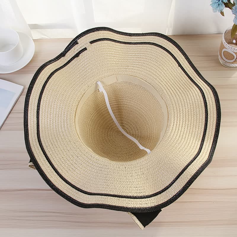 Sterling BowieHat™ Wide Brim Straw Sun Hat Ribbon Detail