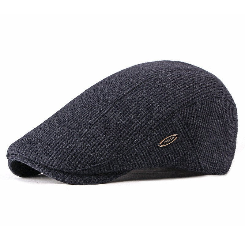 Sterling Houndstooth™ Cheesecutter Flat Wool Cap Curved Brim