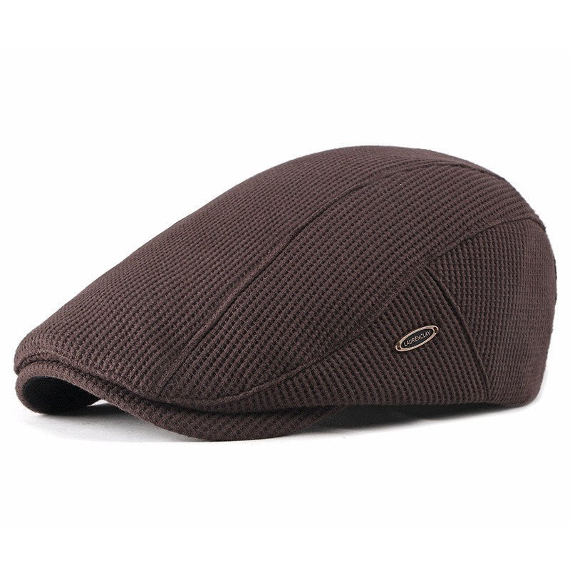 Sterling Houndstooth™ Cheesecutter Flat Wool Cap Curved Brim