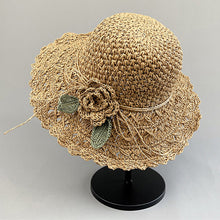 Sterling Elegant Crochet™ Straw Hat with Ruffle Detail Wide Brim