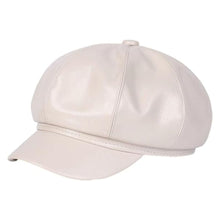 Sterling Sophie Stylish Leather Beret™ Round Faux Leather Tab