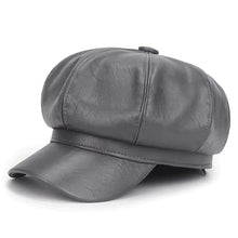 Sterling Sophie Stylish Leather Beret™ Round Faux Leather Tab