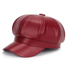 Sterling Sophie Stylish Leather Beret™ Round Faux Leather Tab