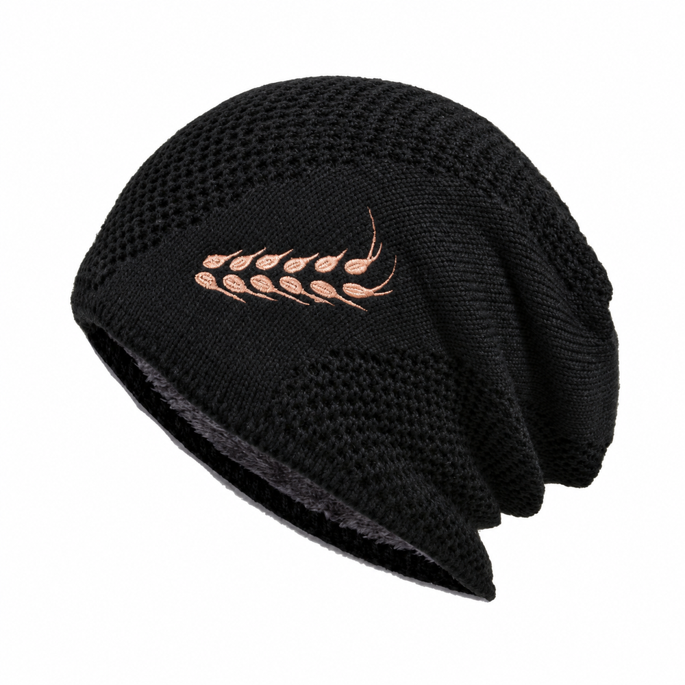 Sterling wheat-detail knit winter hat in black; hat only