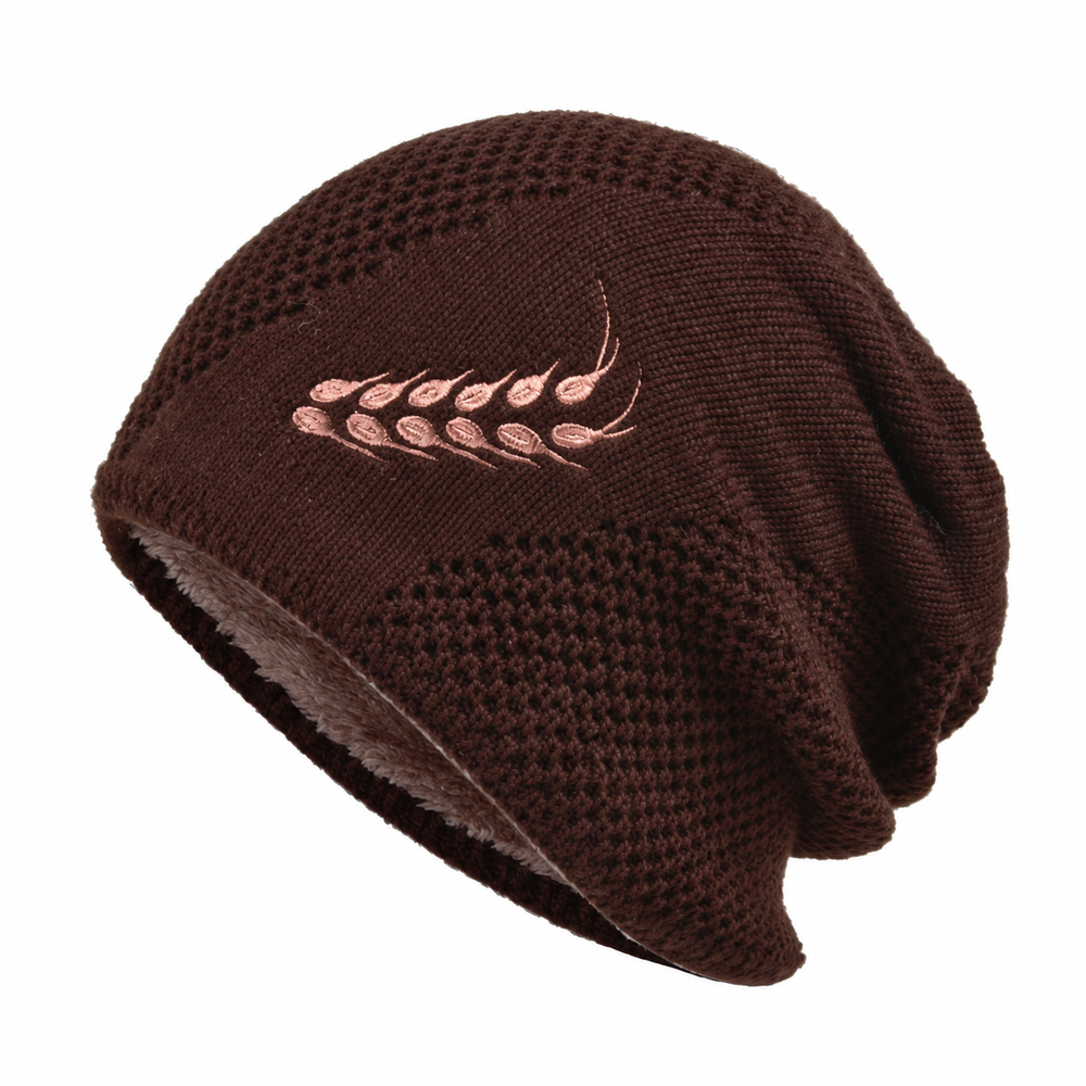 Sterling wheat-detail knit winter hat in coffee; hat only