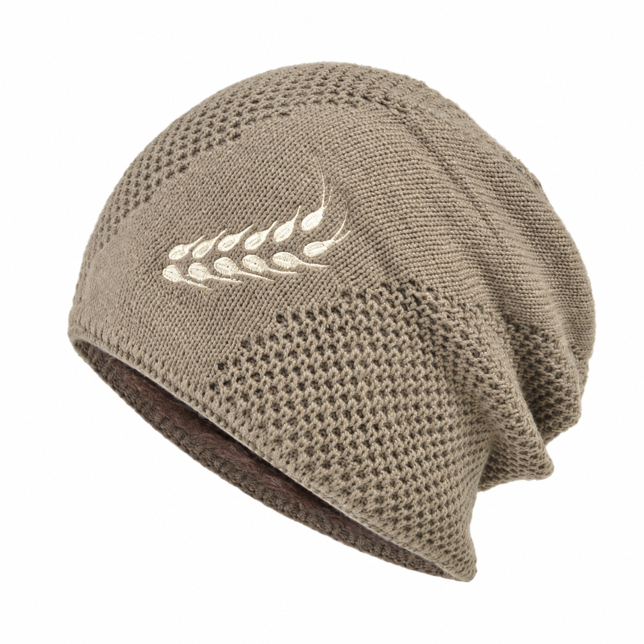 Sterling wheat-detail knit winter hat in khaki; hat only