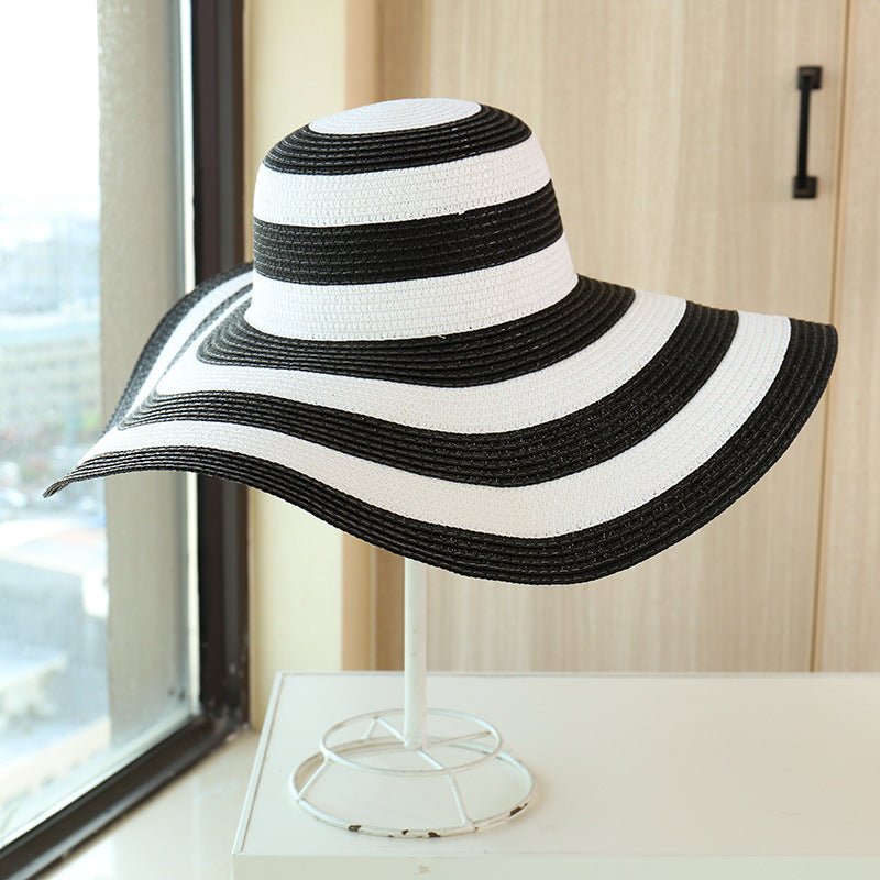 Sterling Striped Straw™ Beach Hat Sun Visor Summer Essential Wide Brim