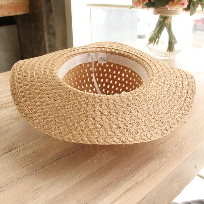 Sterling Lace Bow™ Wide Brim Straw Hat Ribbon Detail