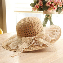 Sterling Lace Bow™ Wide Brim Straw Hat Ribbon Detail