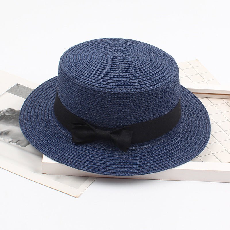 Sterling Korean Style™ Straw Bow Hat Elegant Wide Brim Summer Sun Hat