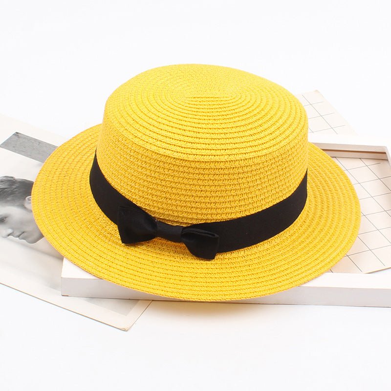 Sterling Korean Style™ Straw Bow Hat Elegant Wide Brim Summer Sun Hat
