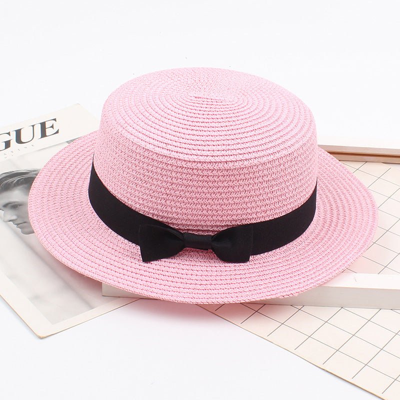Sterling Korean Style™ Straw Bow Hat Elegant Wide Brim Summer Sun Hat