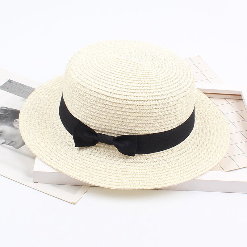 Sterling Korean Style™ Straw Bow Hat Elegant Wide Brim Summer Sun Hat